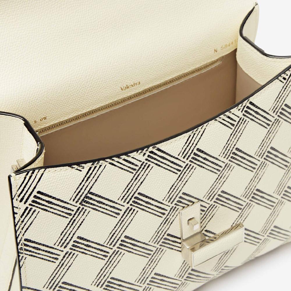 Valextra Borsa a mano Donna in Pelle Bianca e Nera | Valextra Iside Moda