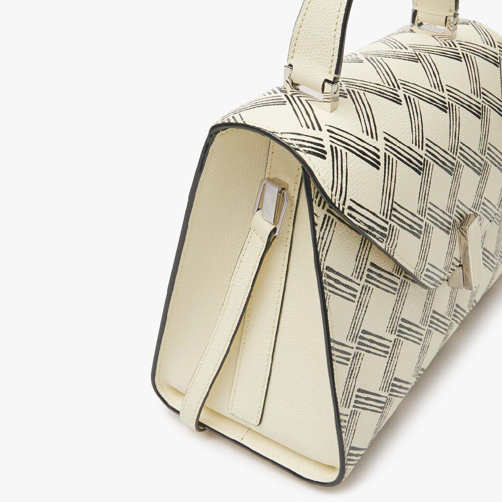 Valextra Borsa a mano Donna in Pelle Bianca e Nera | Valextra Iside Moda