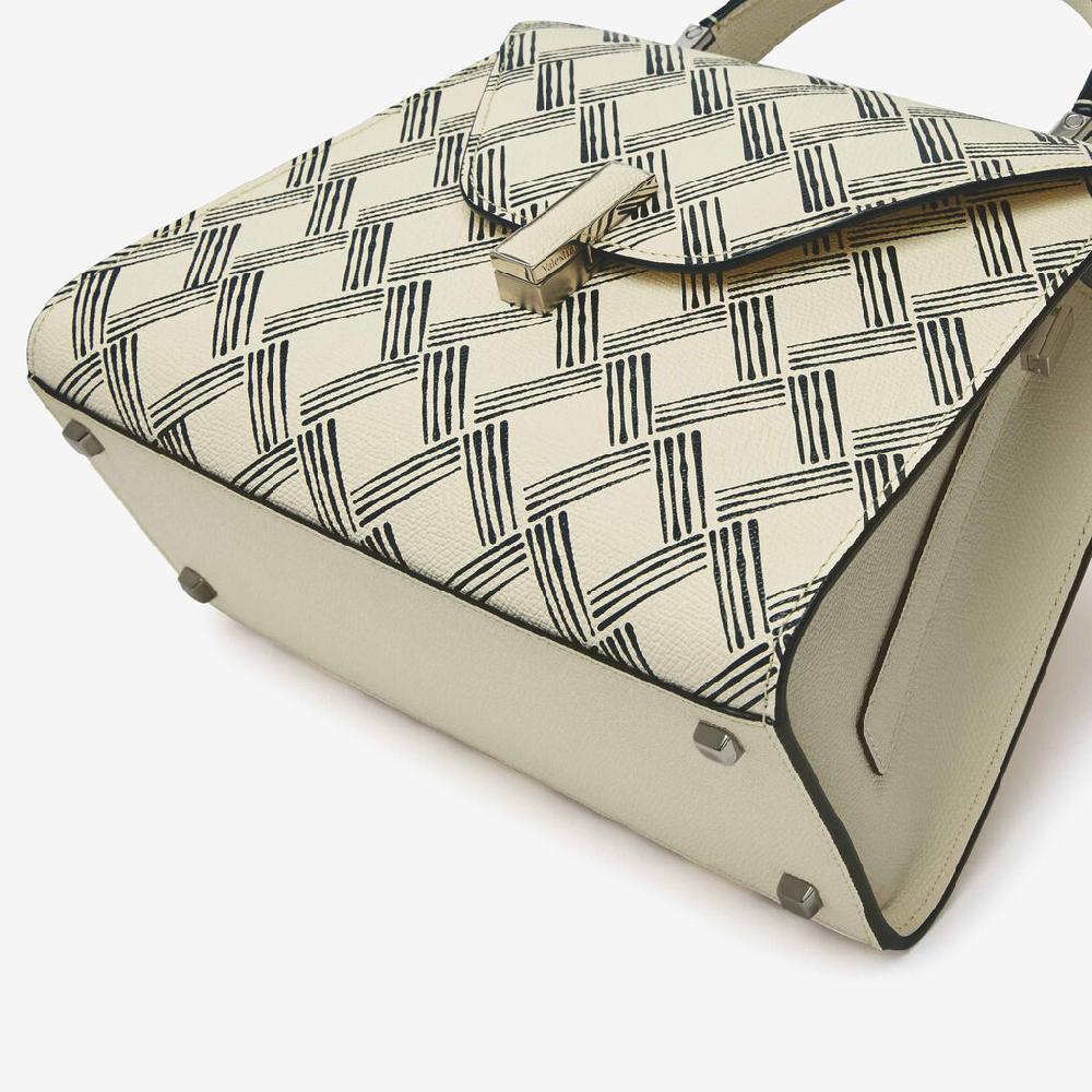 Valextra Borsa a mano Donna in Pelle Bianca e Nera | Valextra Iside Moda