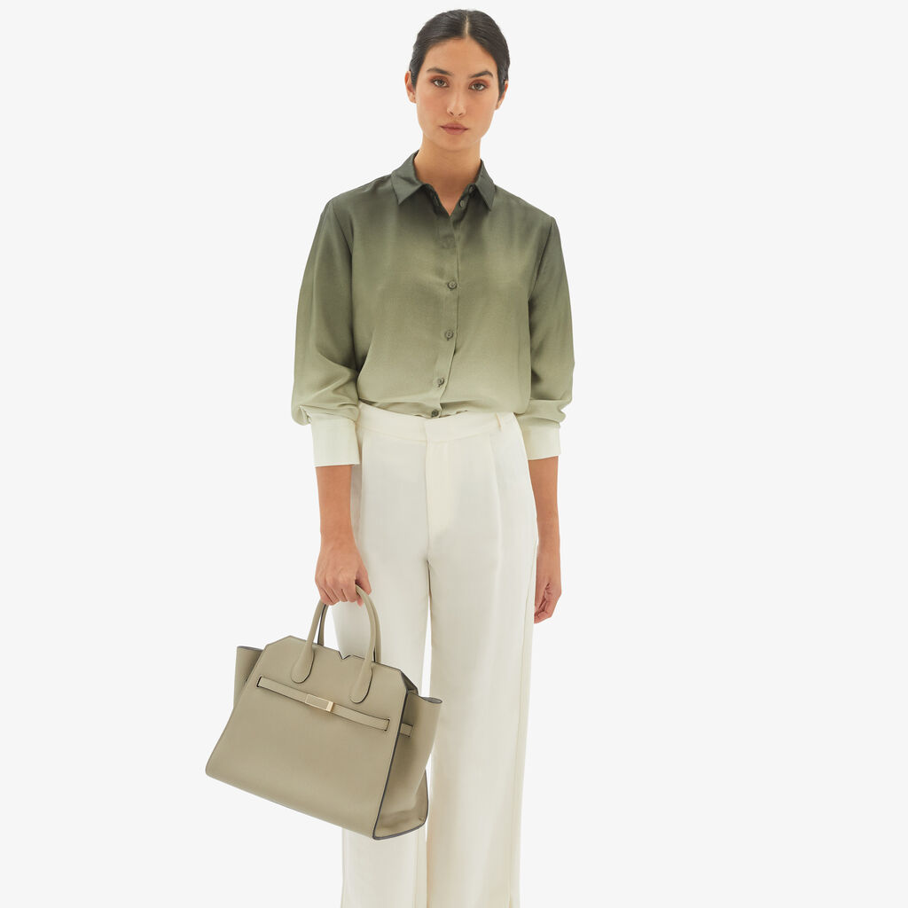 Valextra Borsa due manici Donna di Lusso in pelle Verde tundra | Valextra In Linea