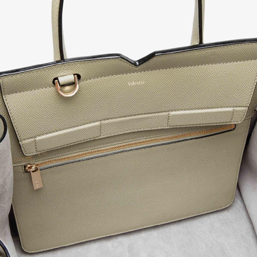 Valextra Borsa due manici Donna di Lusso in pelle Verde tundra | Valextra In Linea