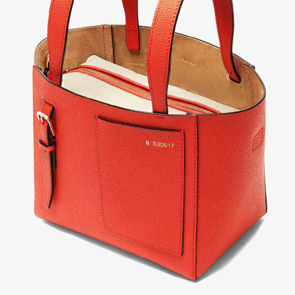 Valextra Borsa a secchiello in Pelle Rossa Papavero | Valextra Soft Qualità