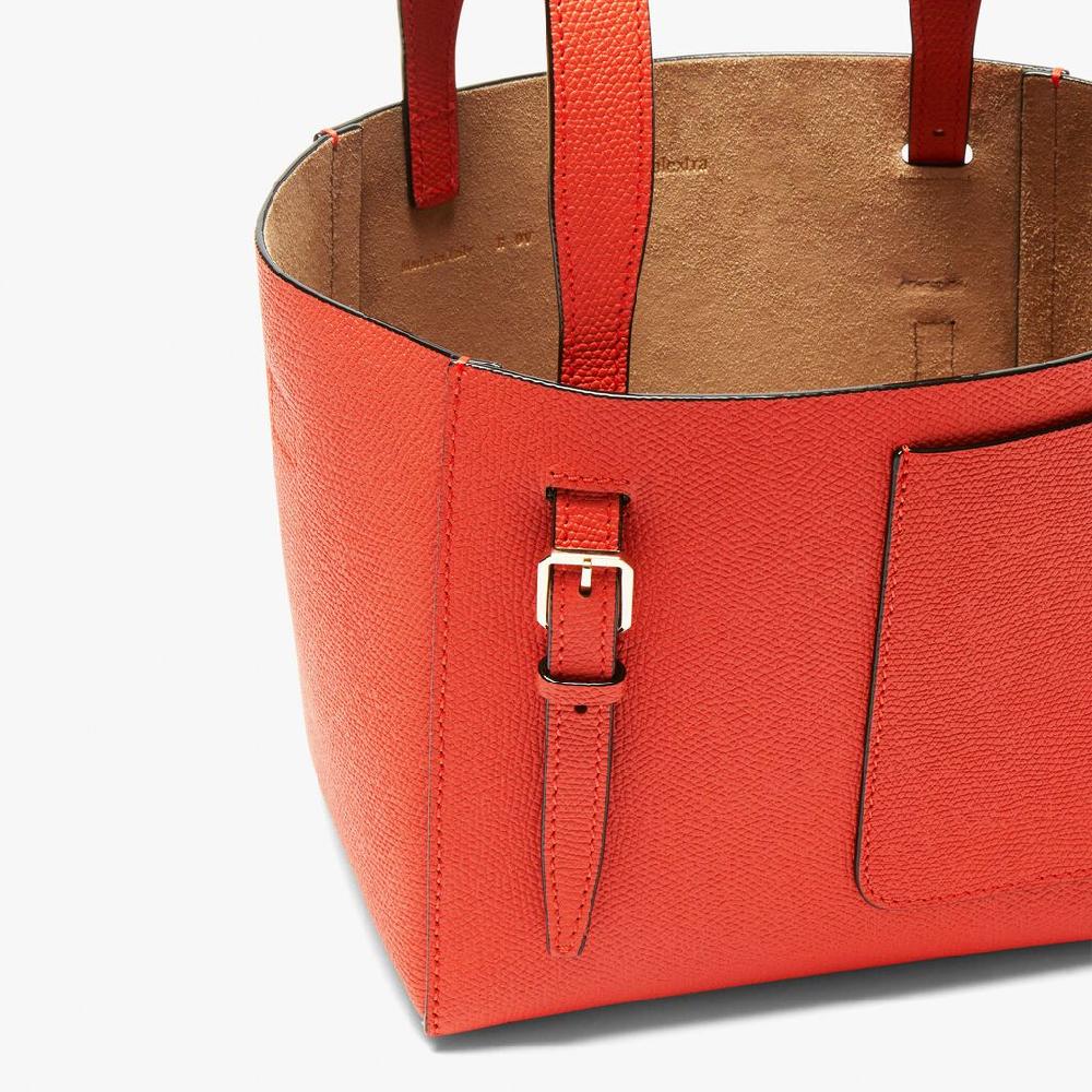 Valextra Borsa a secchiello in Pelle Rossa Papavero | Valextra Soft Qualità