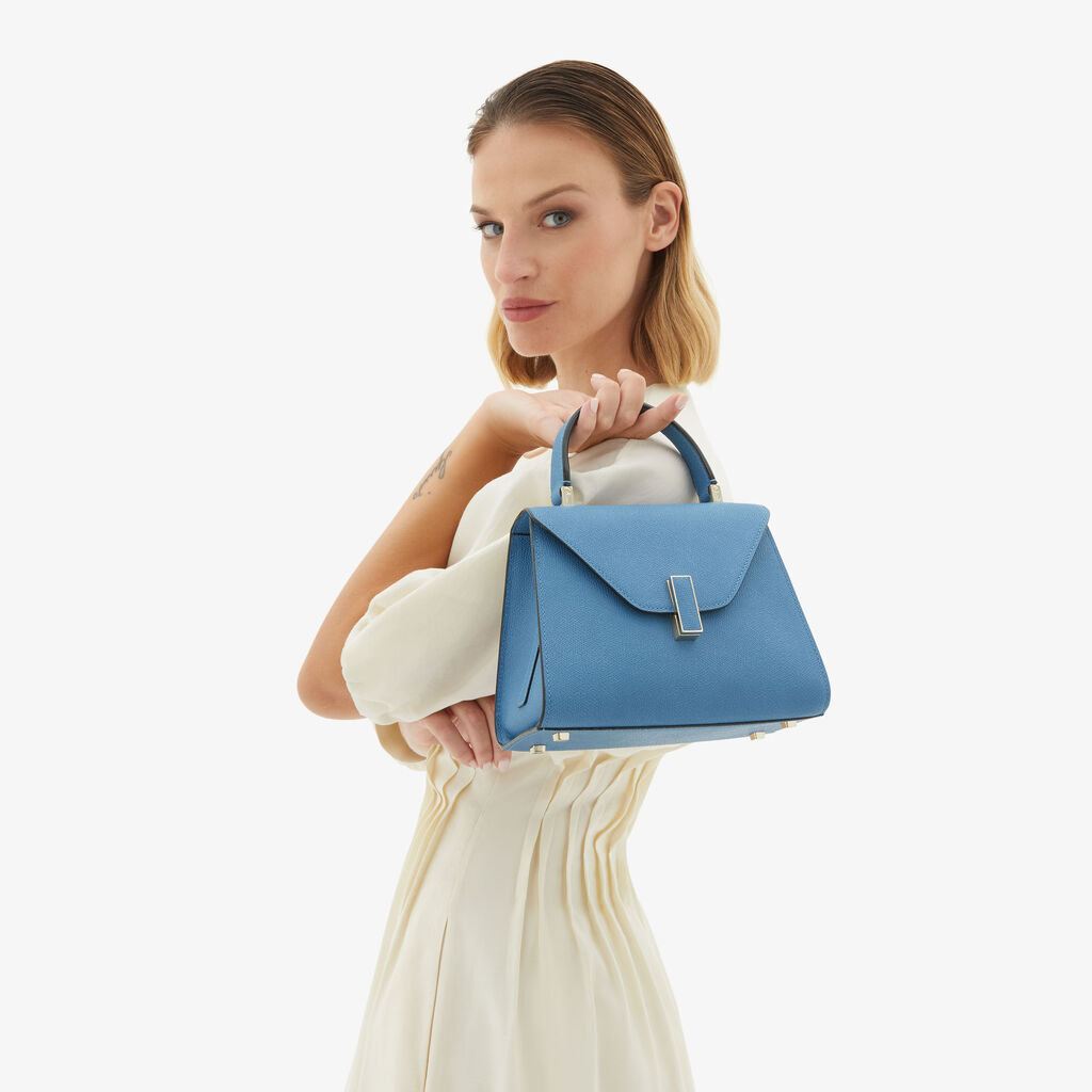 Valextra Borsa a mano da Donna Mini in Pelle Azzurra | Valextra Iside Soddisfazione Garantita