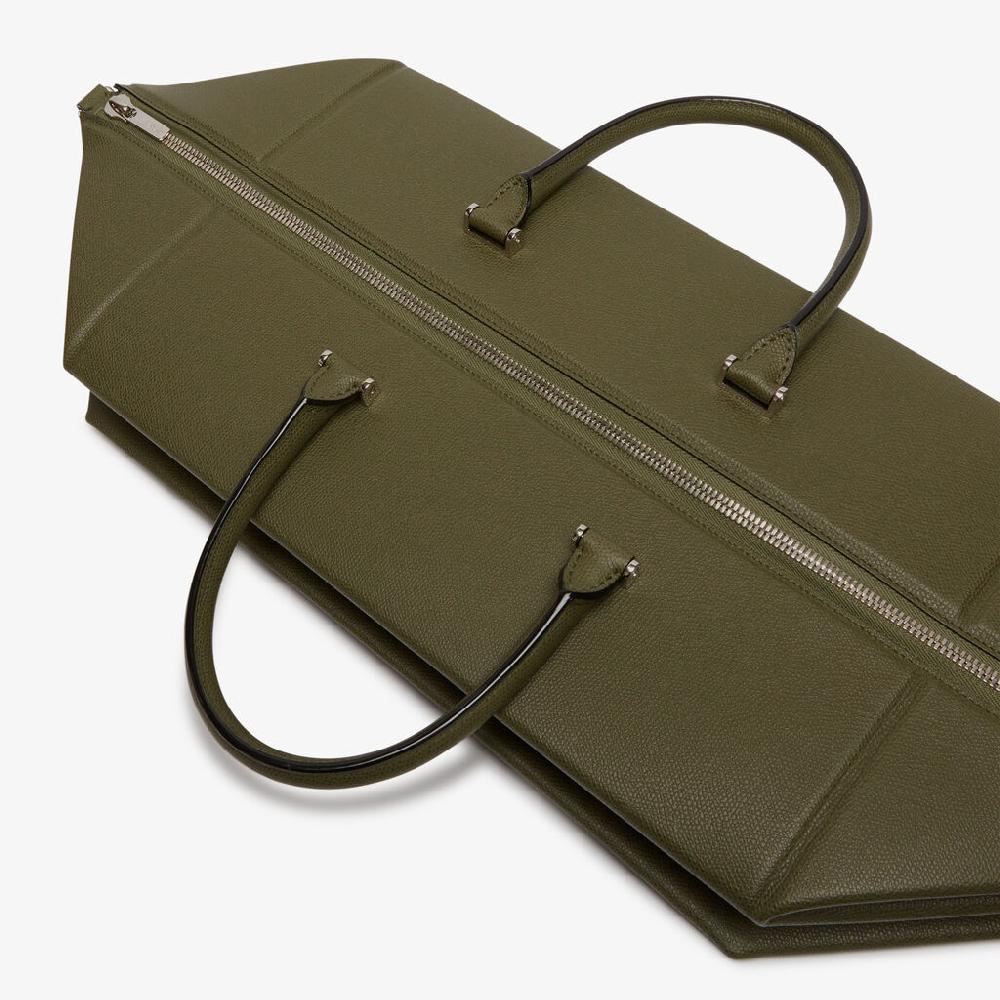 Valextra Borsa da viaggio spaziosa Verde Militare | Valextra Poliedrica Acquista Ora
