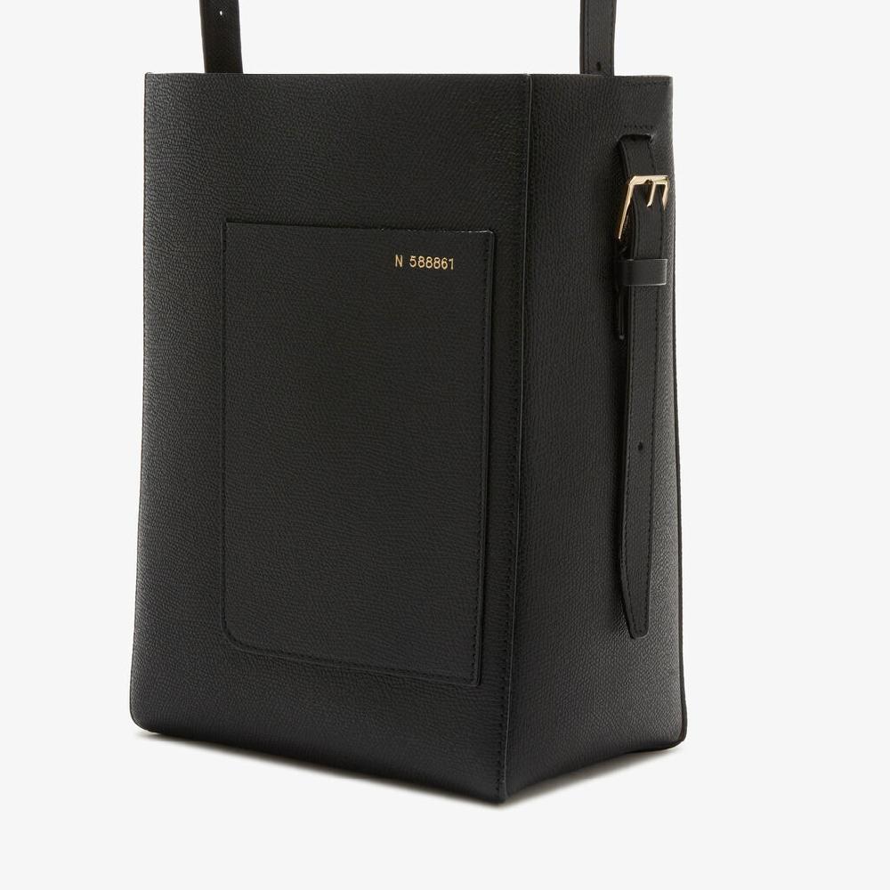 Valextra Borsa a secchiello da Donna di Lusso in Pelle Nera | Valextra Soft Consegna Veloce