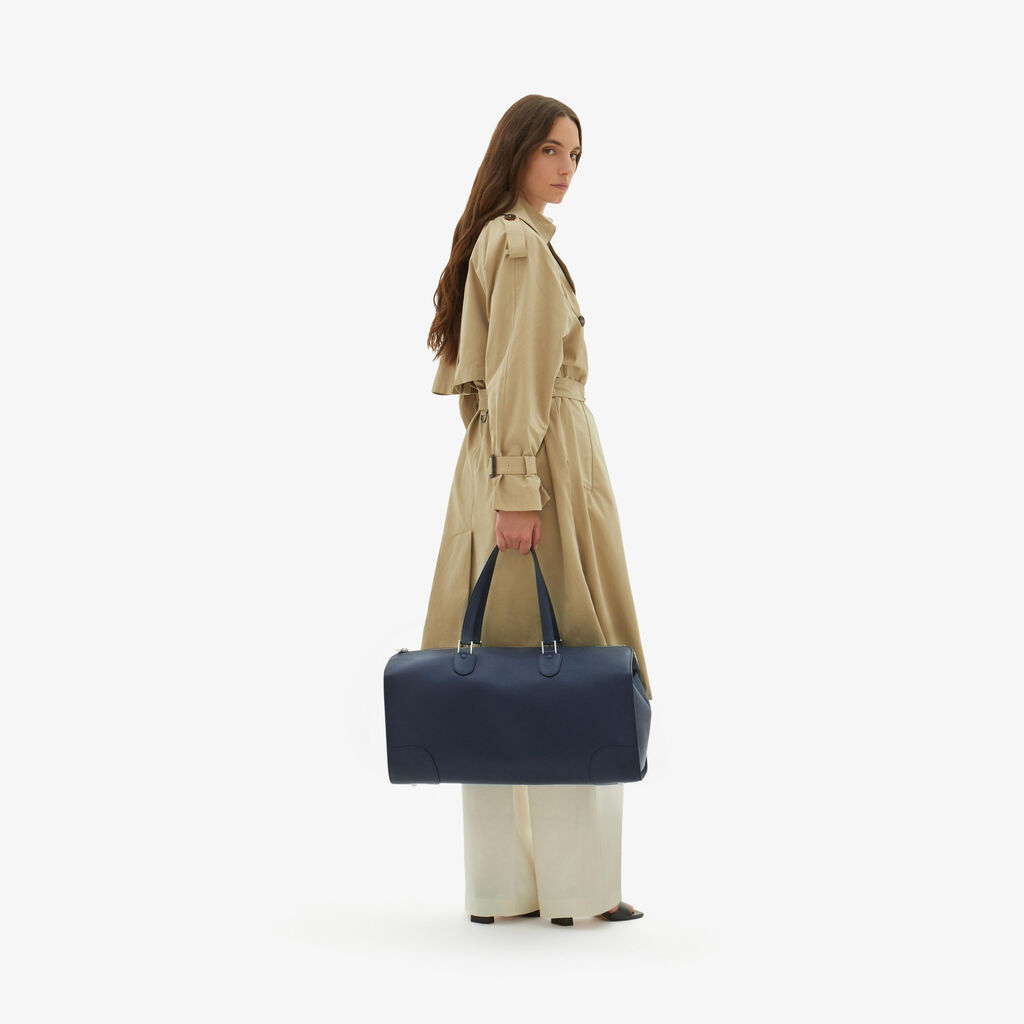 Valextra Borsone viaggio Grande in Pelle Blu | Valextra Boston Sconto