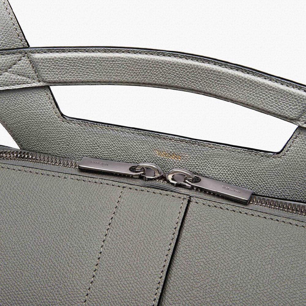 Valextra Zaino da Uomo di Lusso in Pelle rigida Grigia | Valextra V-Line Vendite Flash