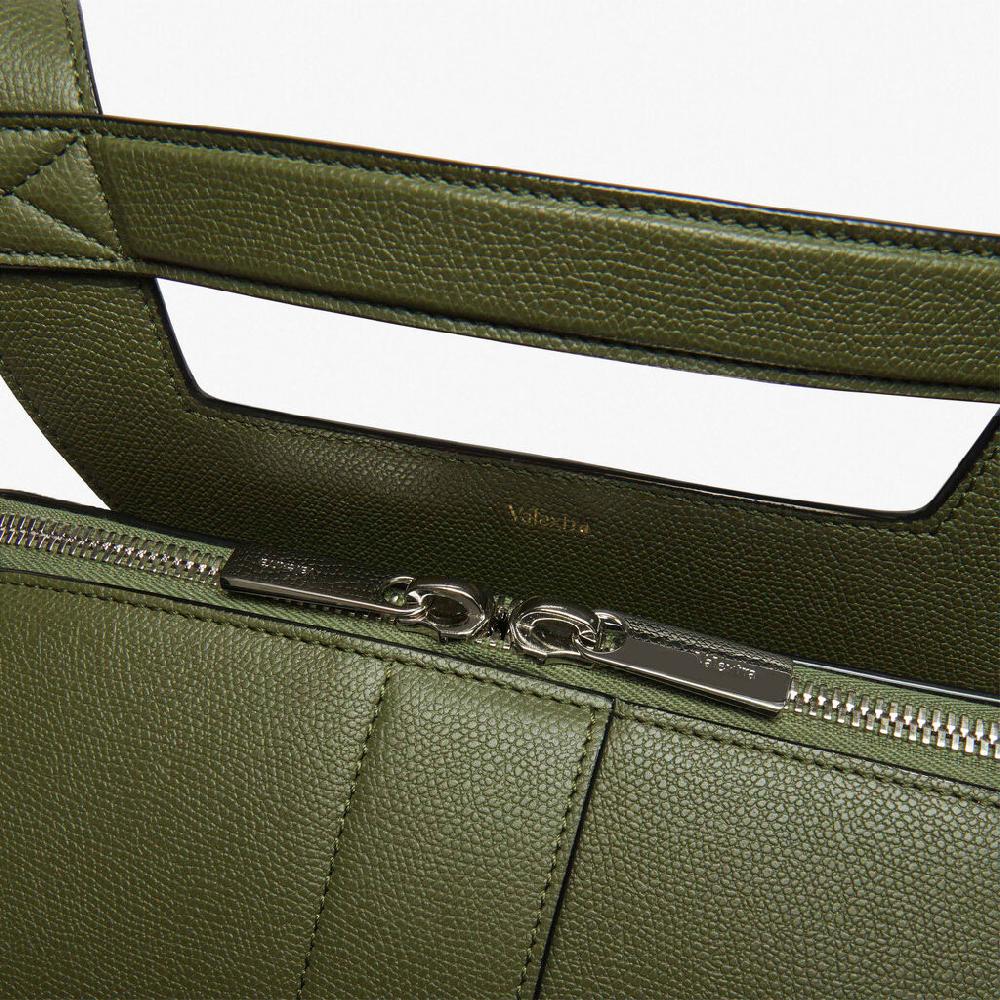 Valextra Valextra V-Line: Zaino elegante da lavoro in Pelle Verde Militare Negozio