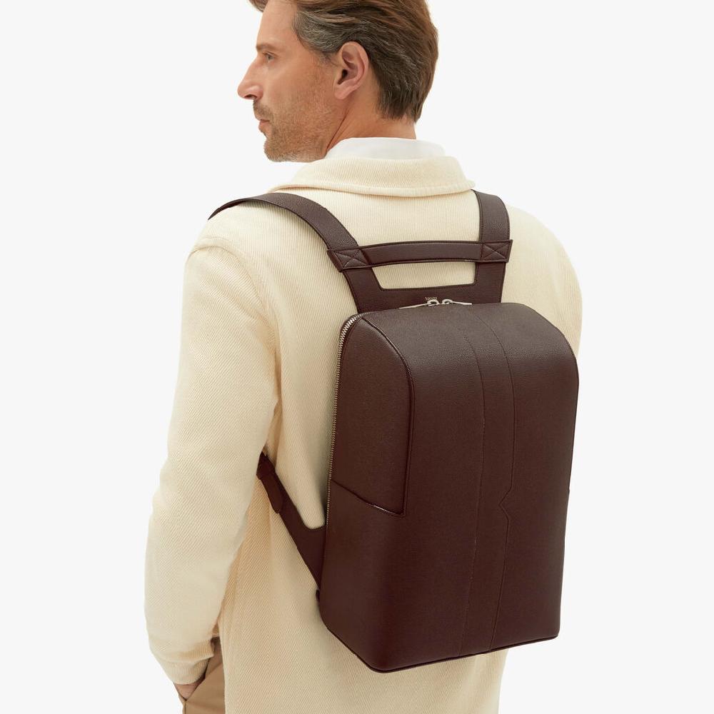 Valextra Zaino comodo ed ergonomico in Pelle Marrone | Valextra V-Line In Saldo