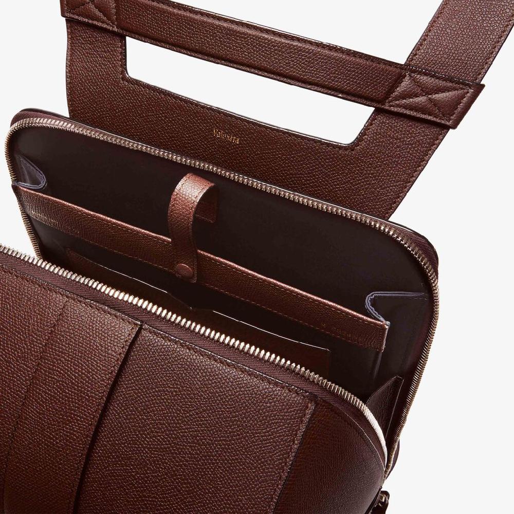 Valextra Zaino comodo ed ergonomico in Pelle Marrone | Valextra V-Line In Saldo