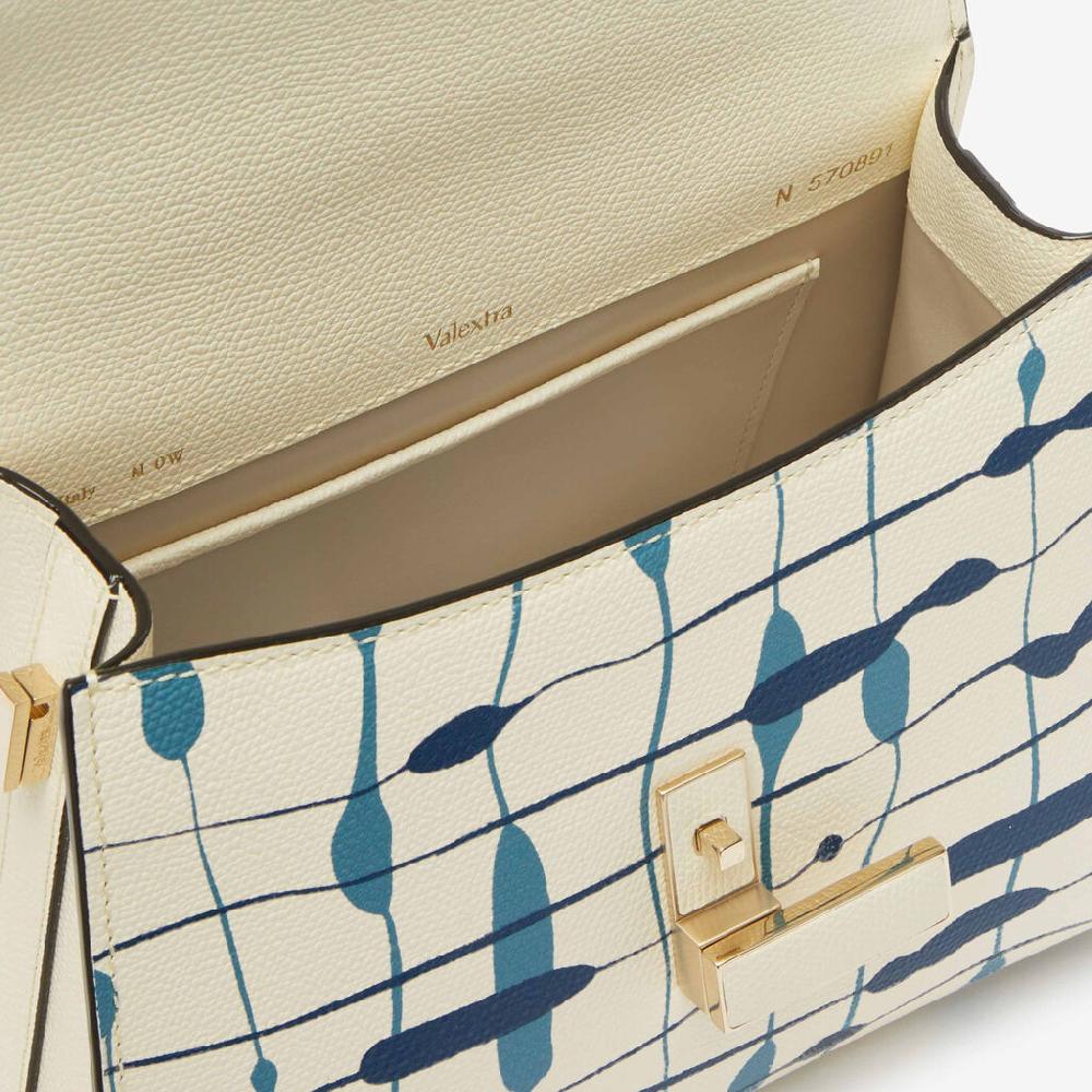 Valextra Borsa a mano Donna Mini in Pelle Bianca e Blu | Valextra Iside In Linea