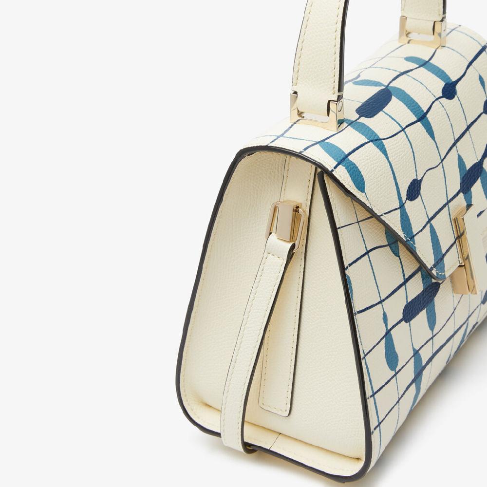 Valextra Borsa a mano Donna Mini in Pelle Bianca e Blu | Valextra Iside In Linea