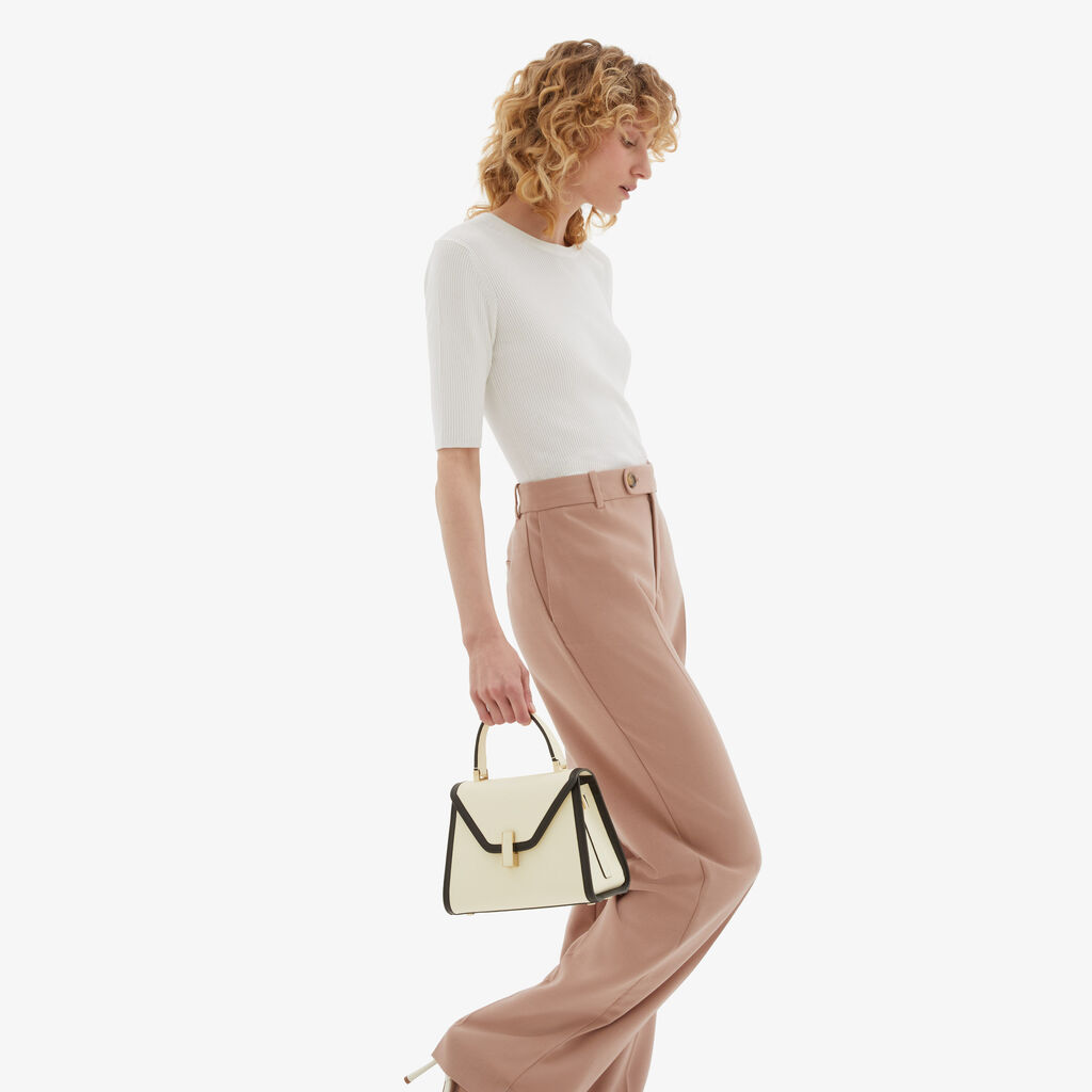 Valextra Borsa a mano Mini in Pelle Bianca | Valextra Iside Qualità
