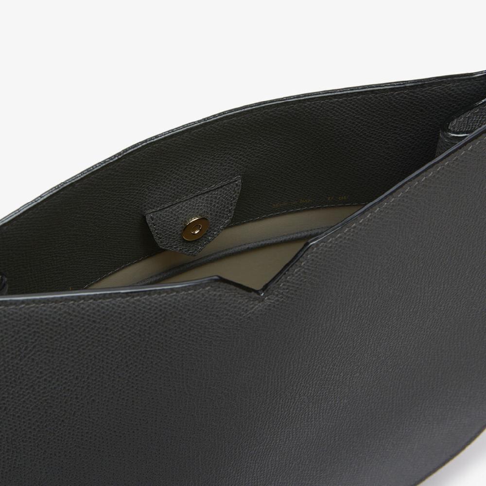 Valextra Borsa a spalla da Donna in Pelle Grigia | Valextra Hobo Soddisfazione Garantita