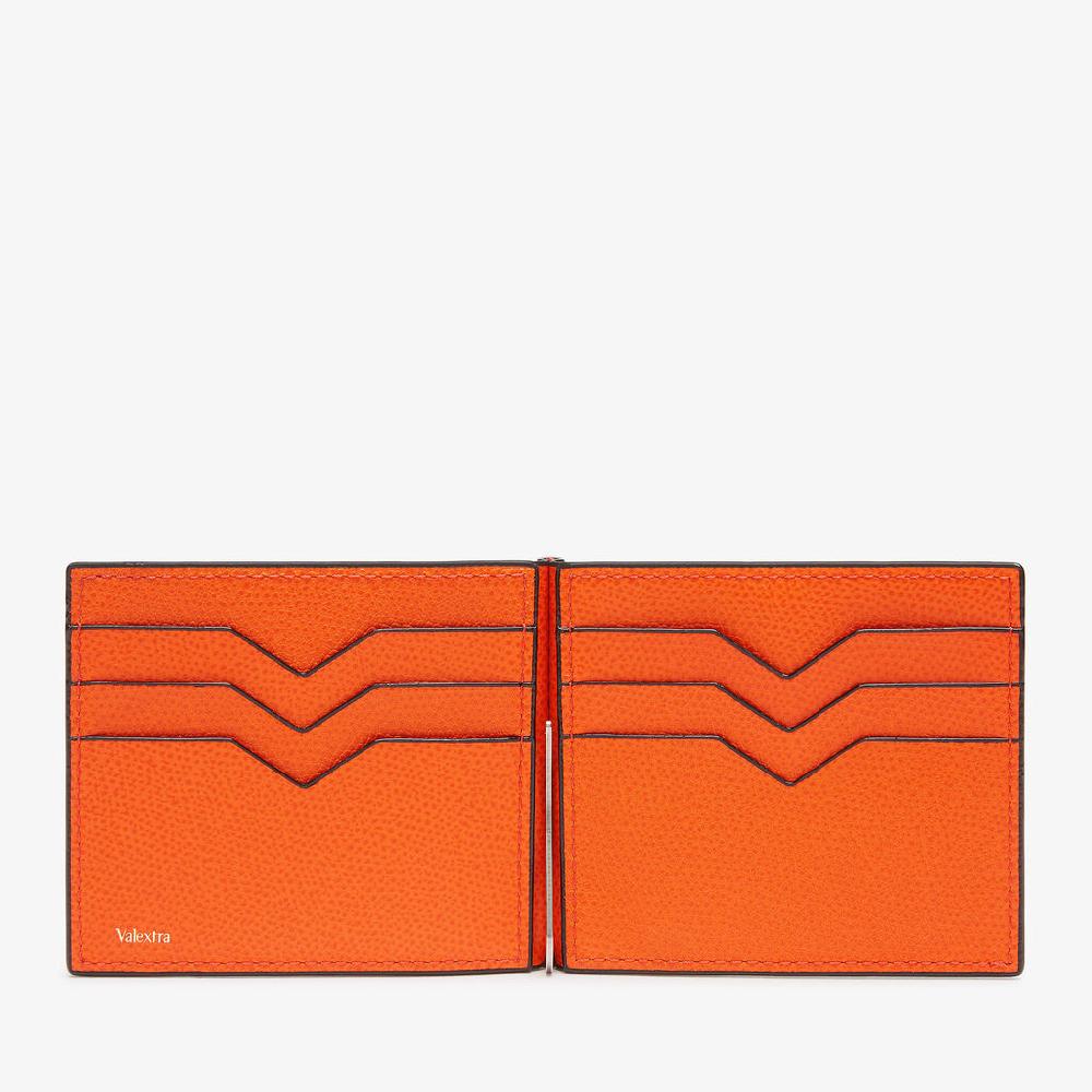 Valextra Portafoglio con fermasoldi in Pelle Arancione | Valextra Milano Sconto