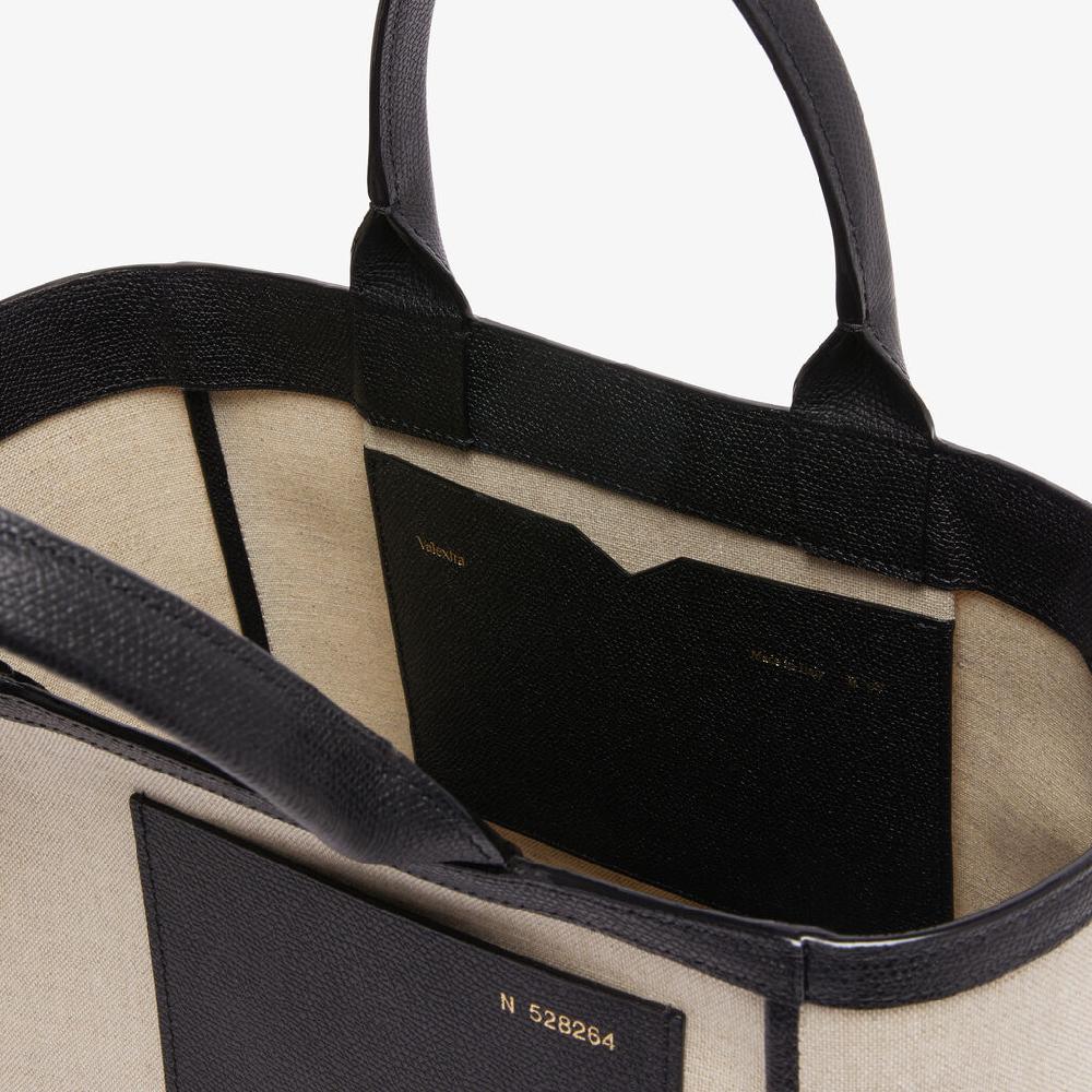 Valextra Shopping bag in canvas Mini in Tela Marrone | Valextra Vendita Calda