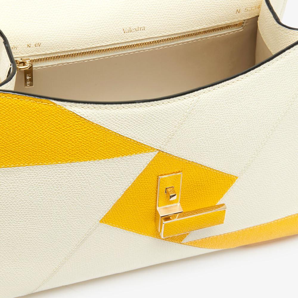 Valextra Borsa a mano da Donna Bianca e Gialla | Valextra Iside Saldi Di Fabbrica