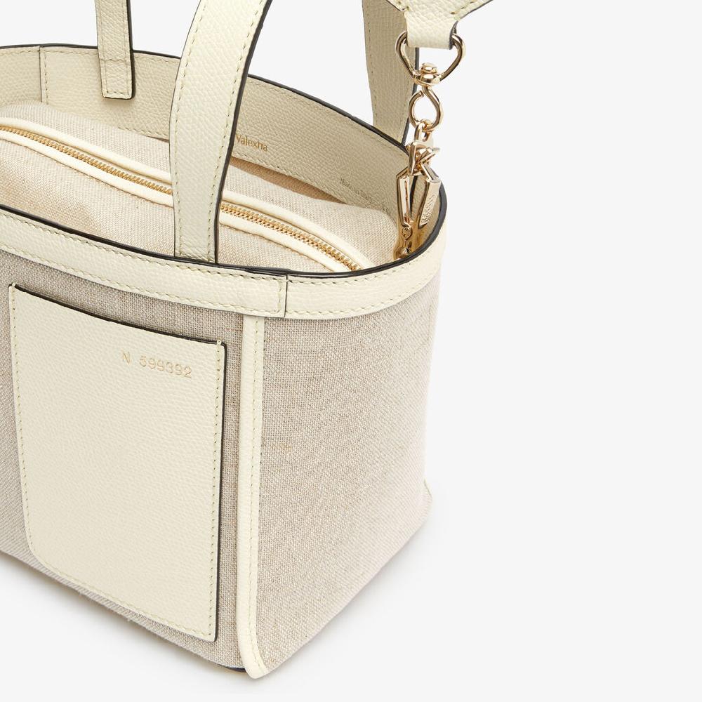 Valextra Borsa a secchiello Donna in Tela Bianca e Beige | Valextra Soft Vendite Flash