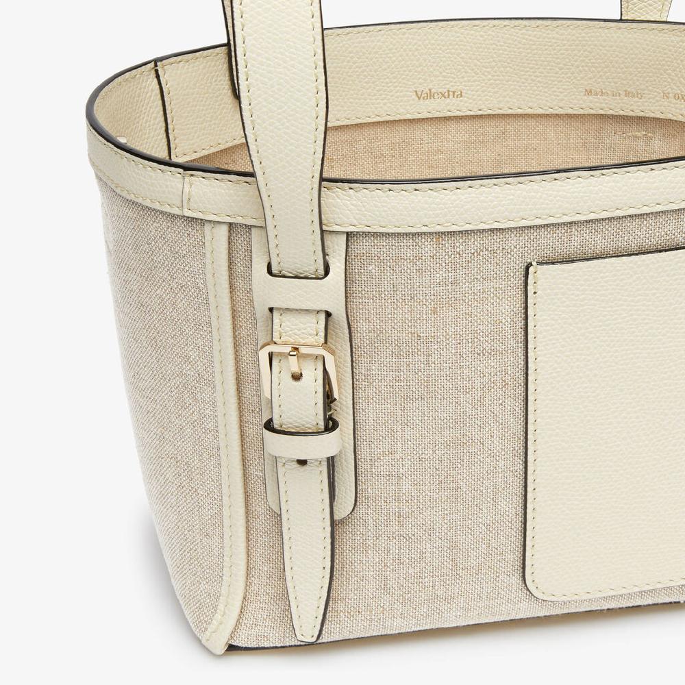Valextra Borsa a secchiello Donna in Tela Bianca e Beige | Valextra Soft Vendite Flash