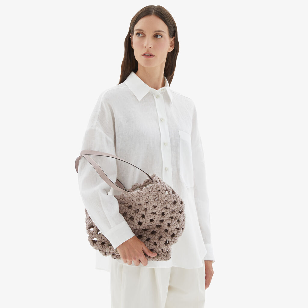 Valextra Borsa due manici da Donna in Tessuto Rosa intrecciato | Valextra Negozio