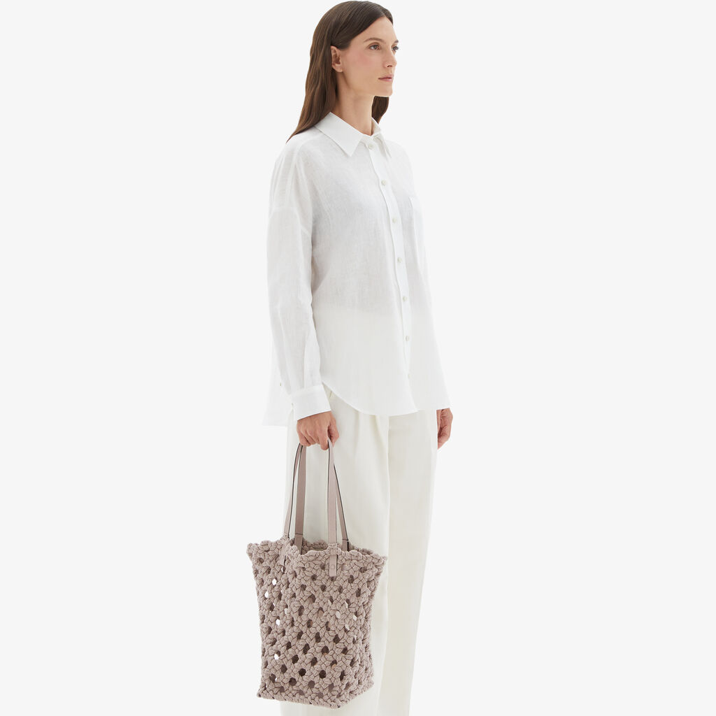 Valextra Borsa due manici da Donna in Tessuto Rosa intrecciato | Valextra Negozio