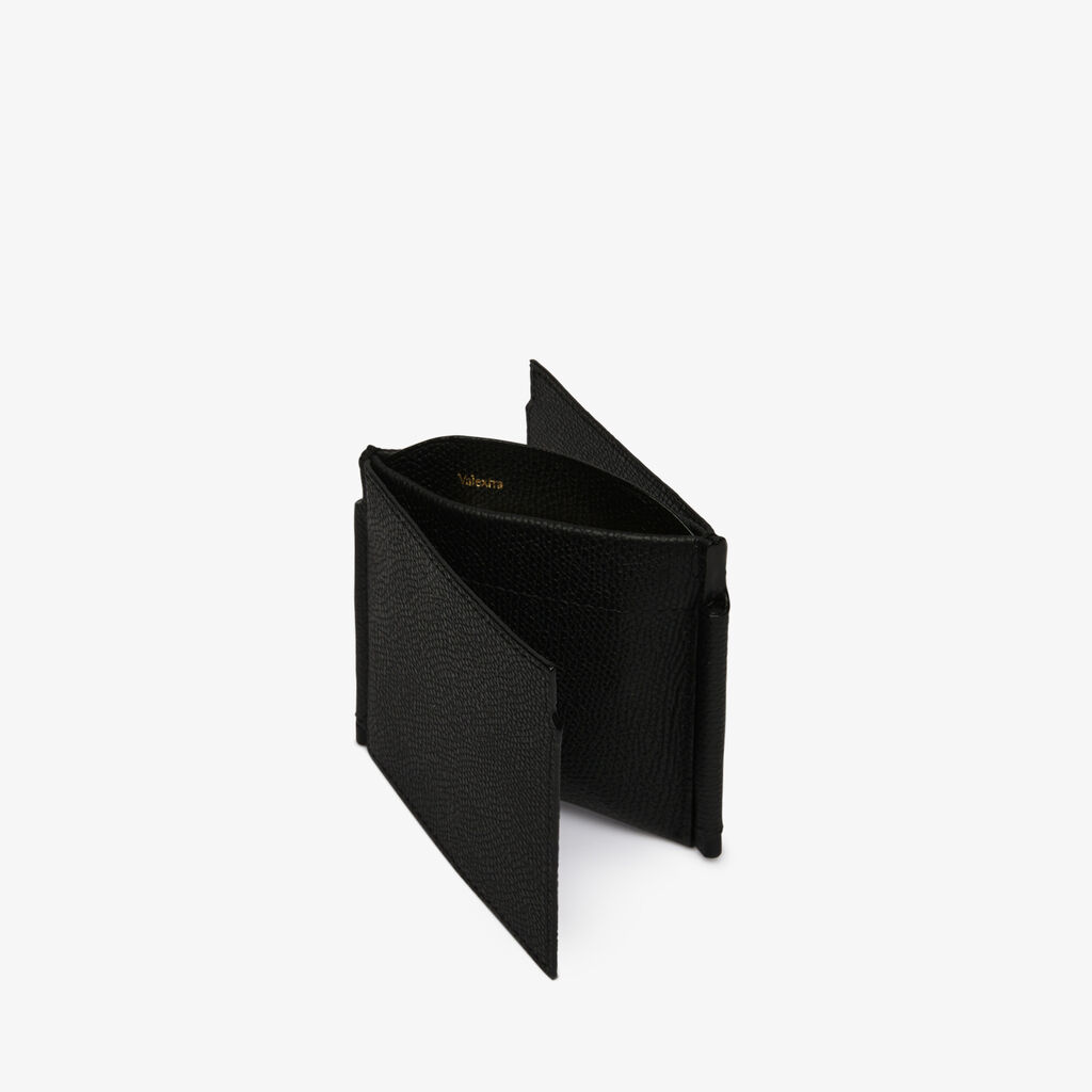 Valextra Portafoglio con fermasoldi trifold in Pelle Nera | Valextra Moda