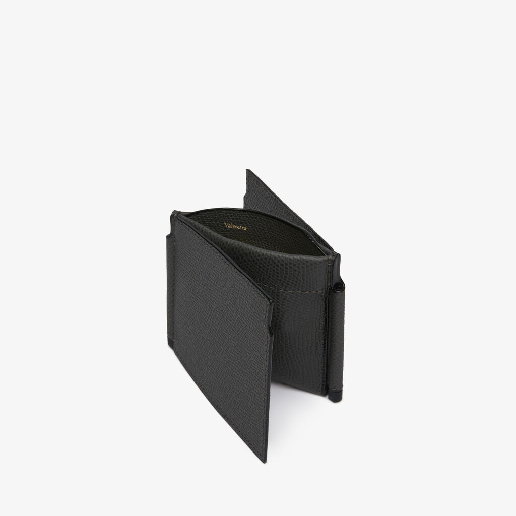 Valextra Portafoglio con fermasoldi trifold in Pelle Grigia | Valextra Italy