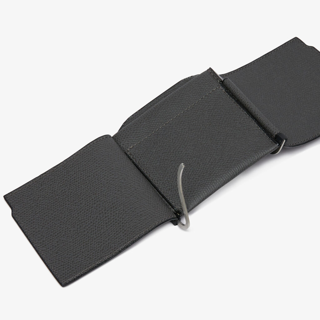 Valextra Portafoglio con fermasoldi trifold in Pelle Grigia | Valextra Italy