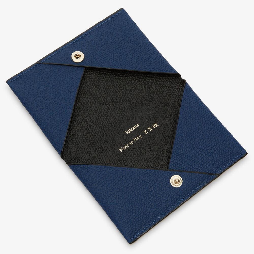 Valextra Porta carte da Donna in Pelle Blu Zaffiro e Nera | Valextra Italia