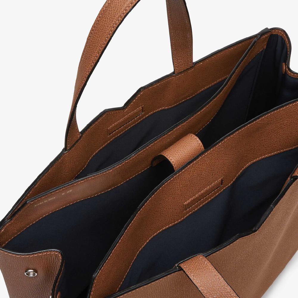 Valextra Borsa Shopping Uomo di Lusso in Pelle Marrone | Valextra V-Line Qualità