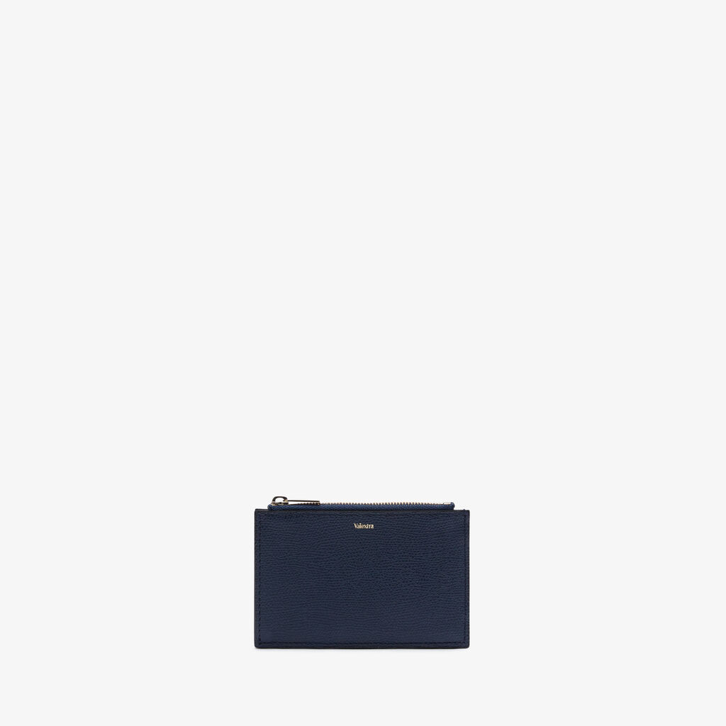 Valextra Porta carte da Uomo con zip di Lusso in Pelle Blu | Valextra Spedizione Gratuita