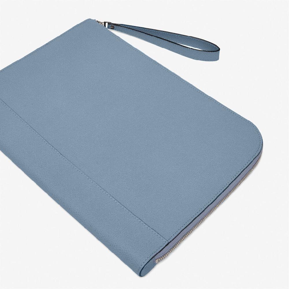 Valextra Pochette piatta portadocumenti in Pelle Azzurra | Valextra My Logo Soddisfazione Garantita