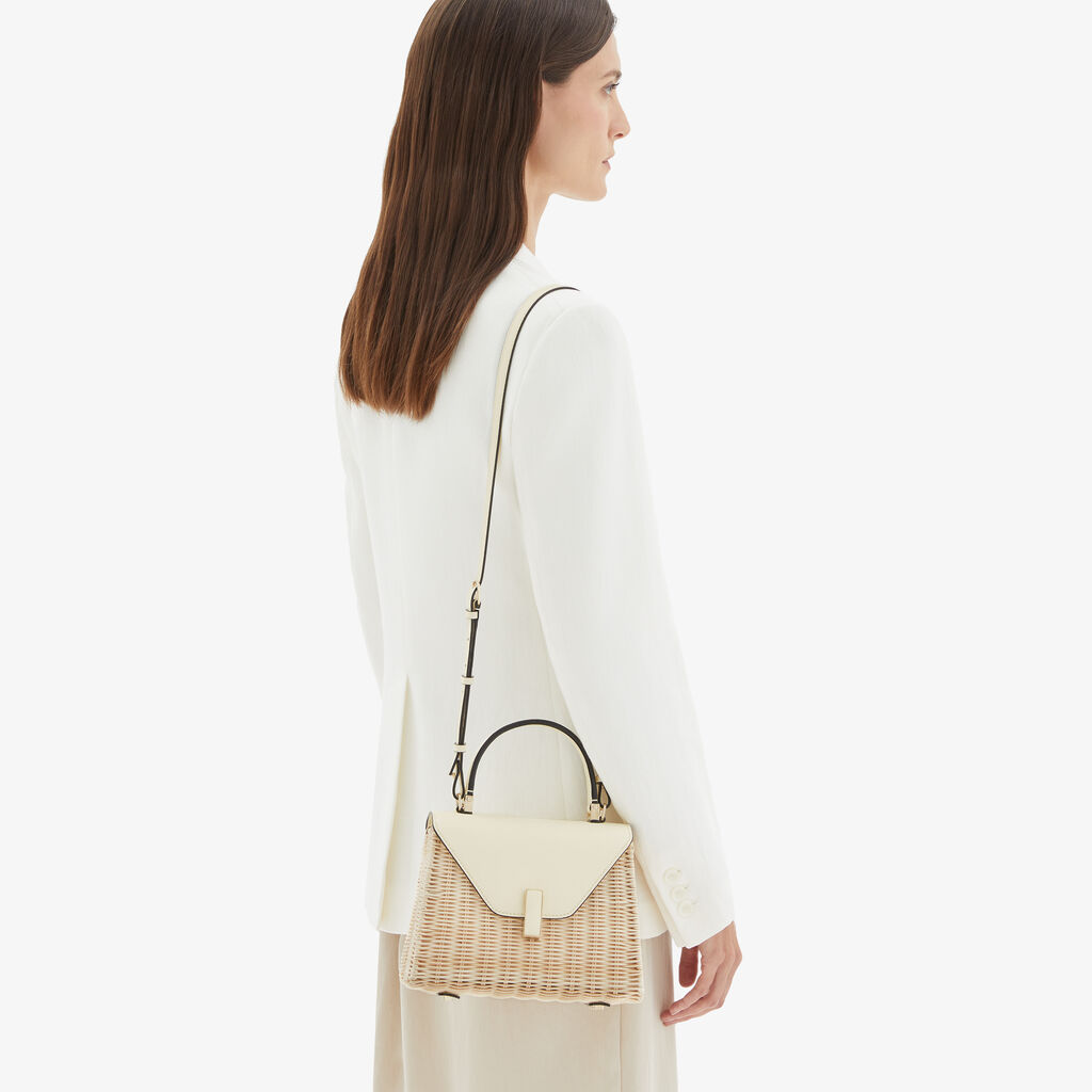 Valextra Borsa a mano Donna in Vimini e Pelle Bianca | Valextra Iside Shopping Online