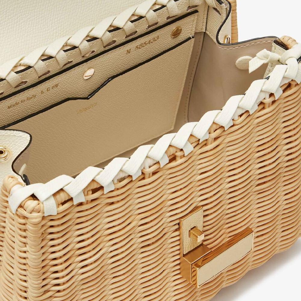 Valextra Borsa a mano Donna in Vimini e Pelle Bianca | Valextra Iside Shopping Online