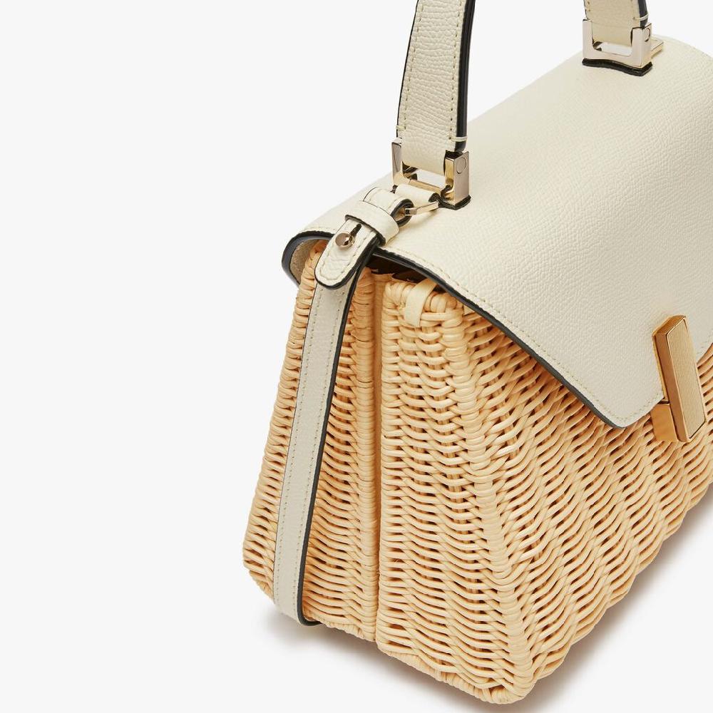 Valextra Borsa a mano Donna in Vimini e Pelle Bianca | Valextra Iside Shopping Online