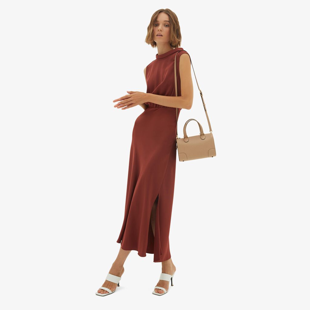 Valextra Borsa a bauletto in Pelle Beige con tracolla | Valextra Babila Presa