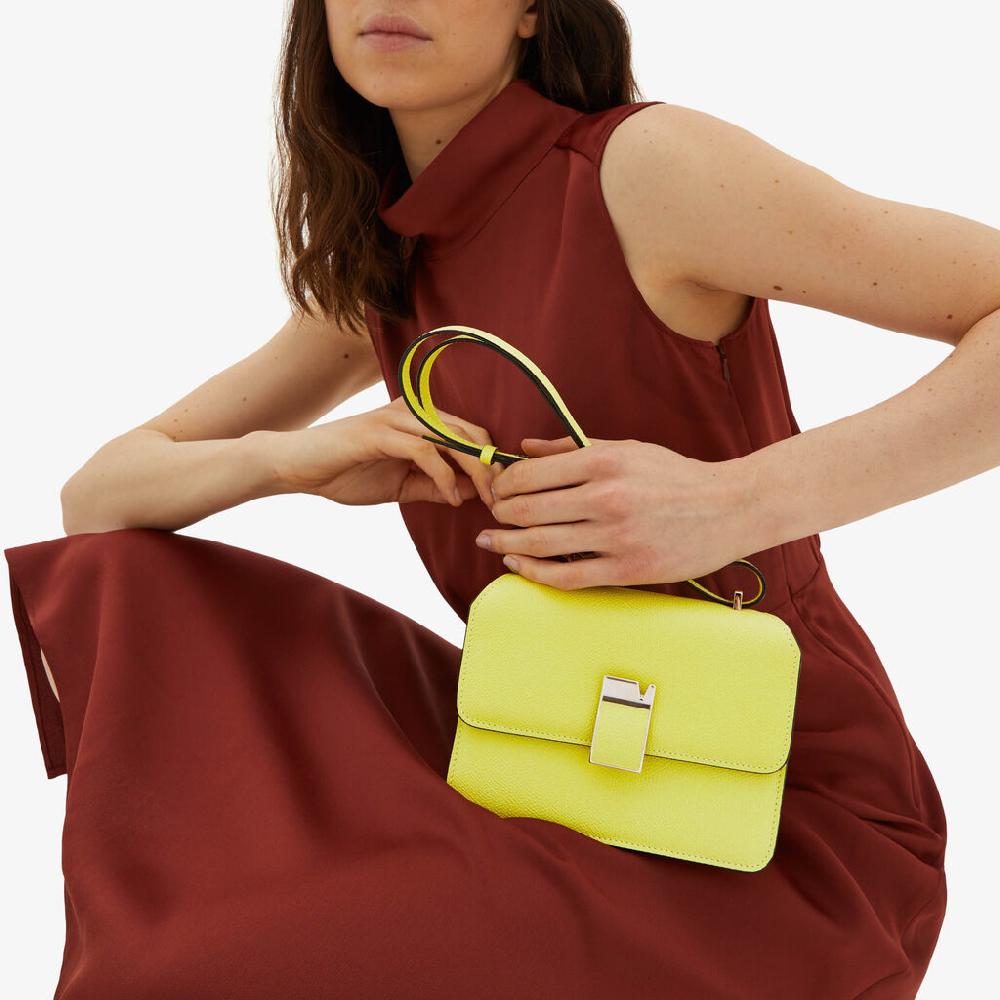Valextra Borsa a tracolla da Donna in Pelle Gialla di Lusso | Valextra In Saldo