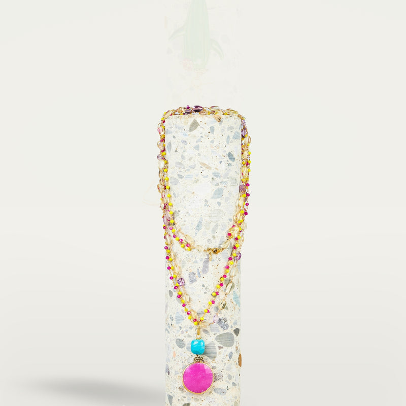ALMALA COLLANA ROSARIO STONE | FUCSIA Presa