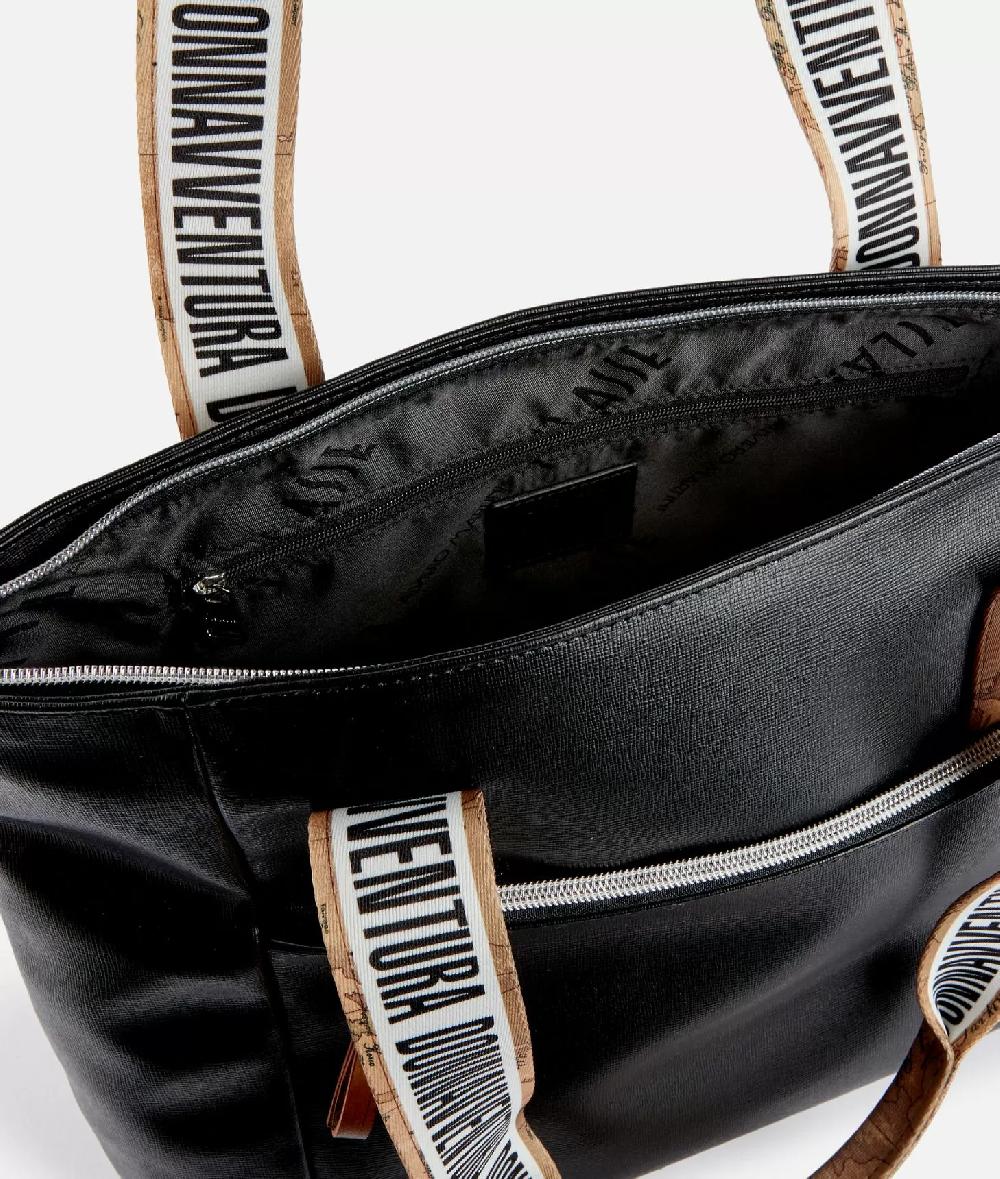 Alviero martini 1a classe Borsa shopping Donnavventura in tessuto saffiano Nera Italy