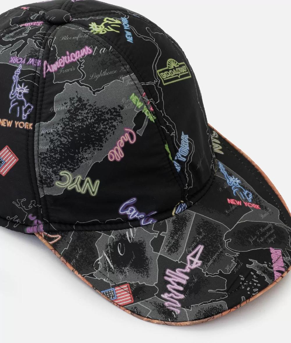 Alviero martini 1a classe Cappello baseball in nylon stampa NYC Nero Negozi Online