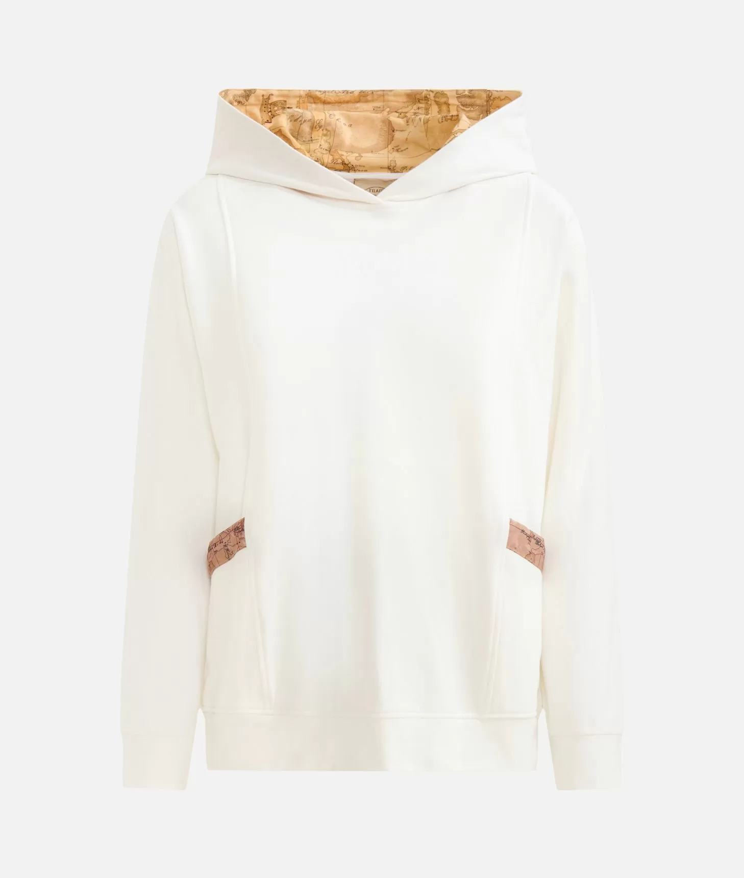 Alviero martini 1a classe Felpa in cotone garzato stretch con cappuccio Geo Classic Avorio Shopping Online