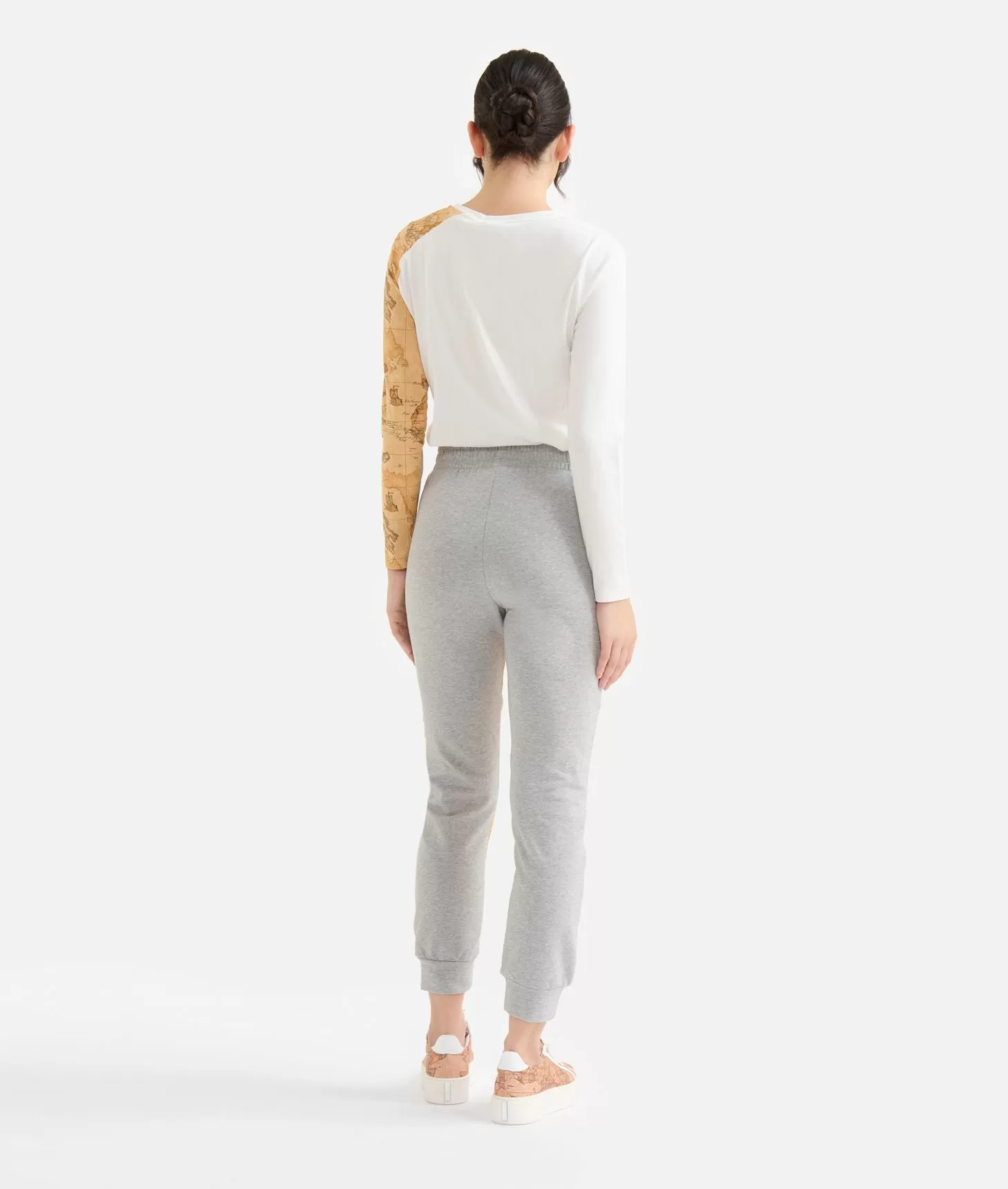 Alviero martini 1a classe Pantaloni in felpa garzata stretch con intarsio Geo Classic Grigi Affare Del Giorno