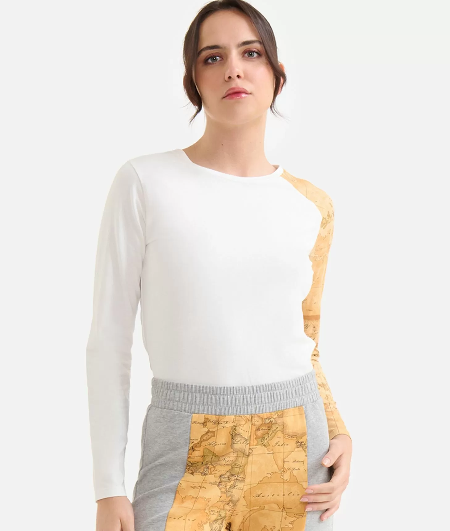 Alviero martini 1a classe Pantaloni in felpa garzata stretch con intarsio Geo Classic Grigi Affare Del Giorno