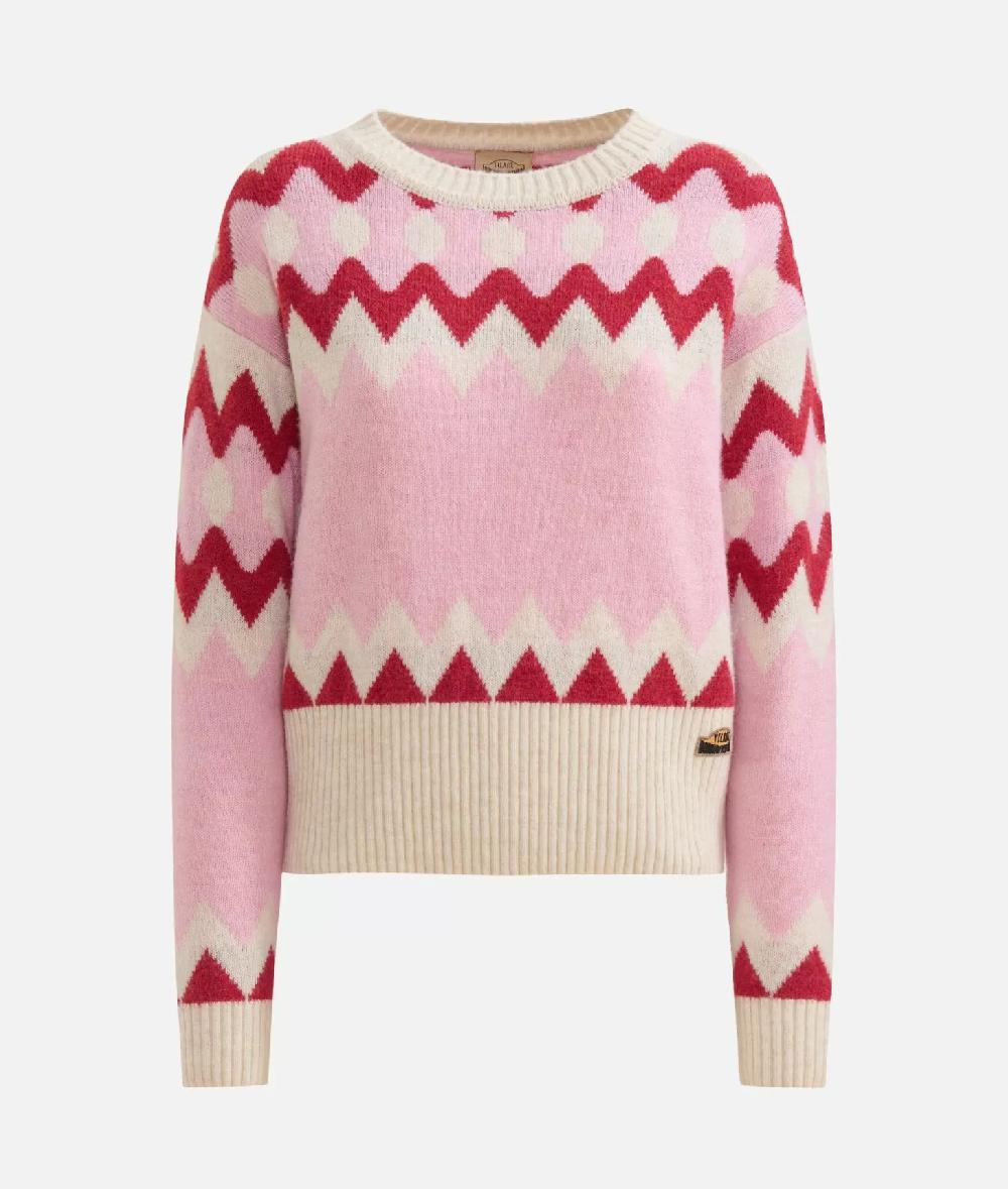 Alviero martini 1a classe Maglia in filato misto lana/viscosa con motivo geometrico Rosa Confetto Sconto