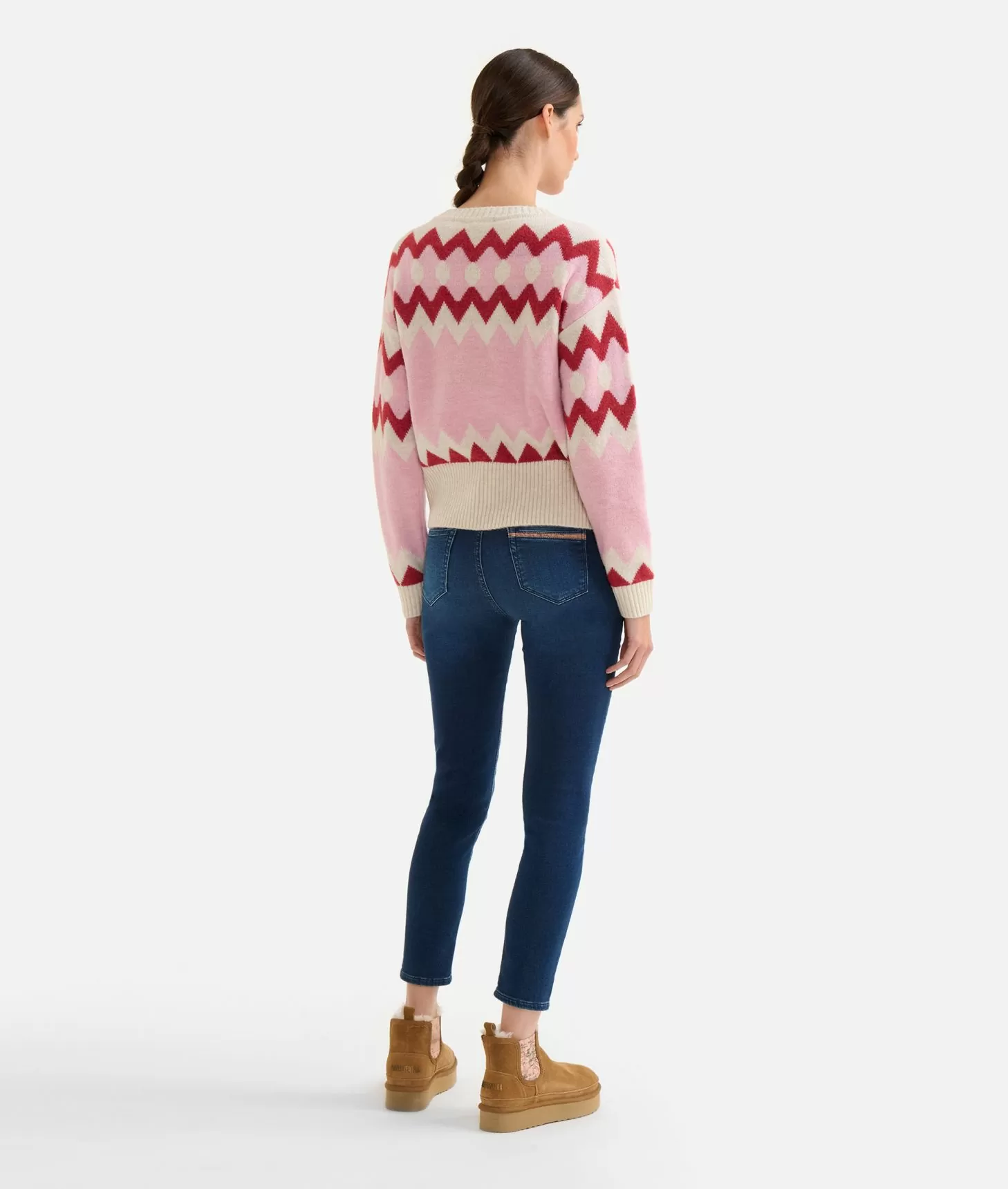 Alviero martini 1a classe Maglia in filato misto lana/viscosa con motivo geometrico Rosa Confetto Sconto