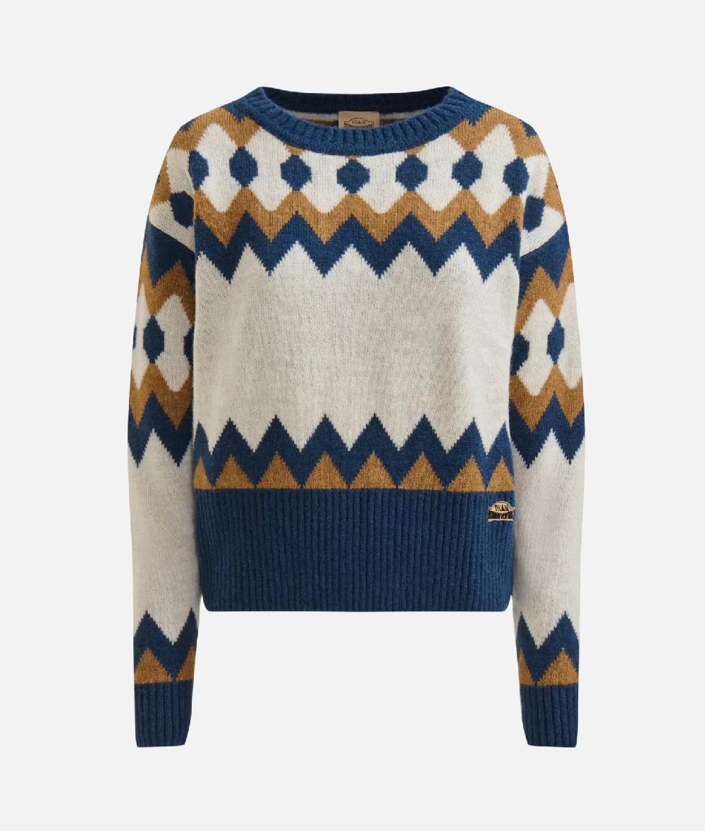 Alviero martini 1a classe Maglia in filato misto lana/viscosa con motivo geometrico Blu Offerta