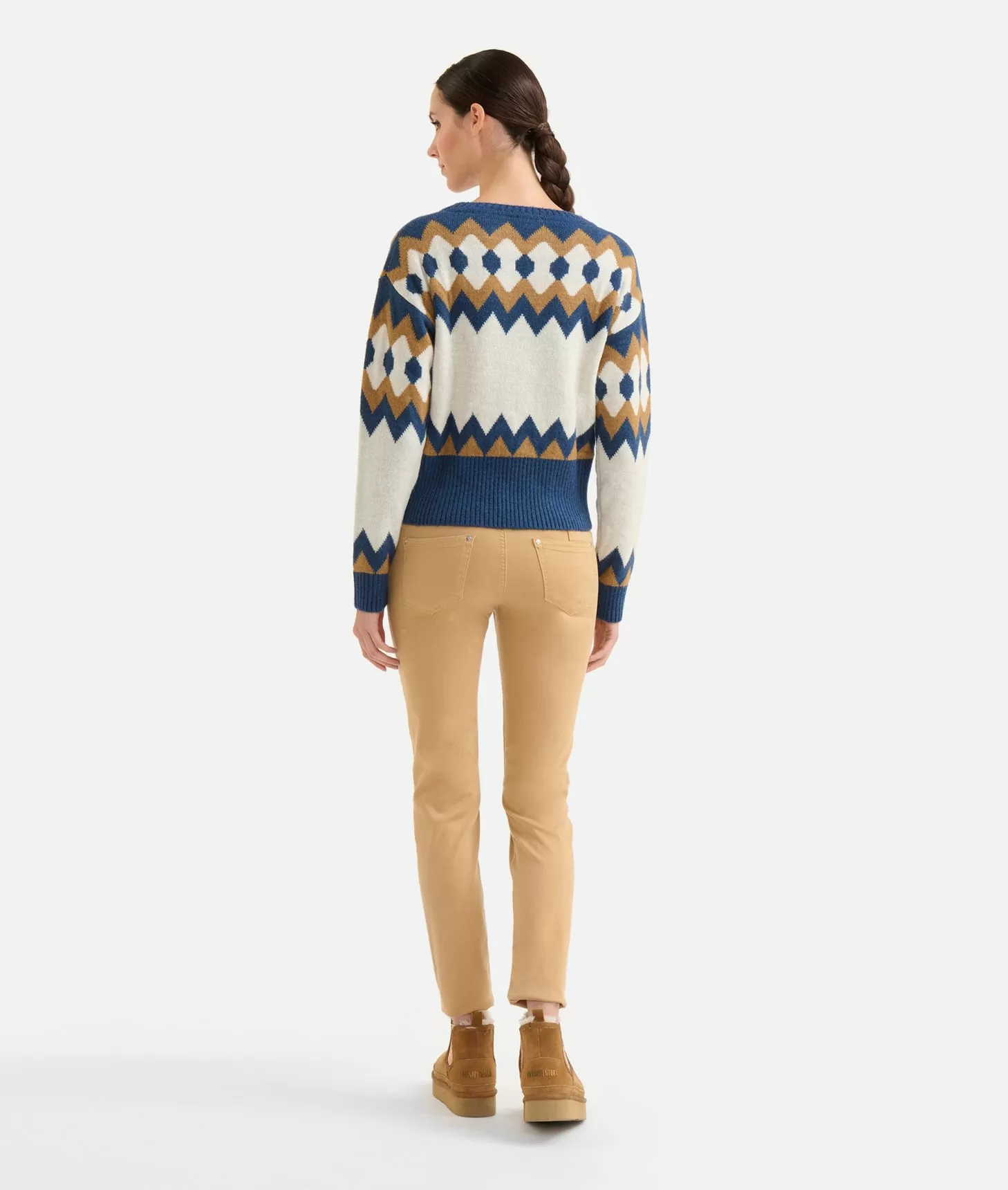 Alviero martini 1a classe Maglia in filato misto lana/viscosa con motivo geometrico Blu Offerta