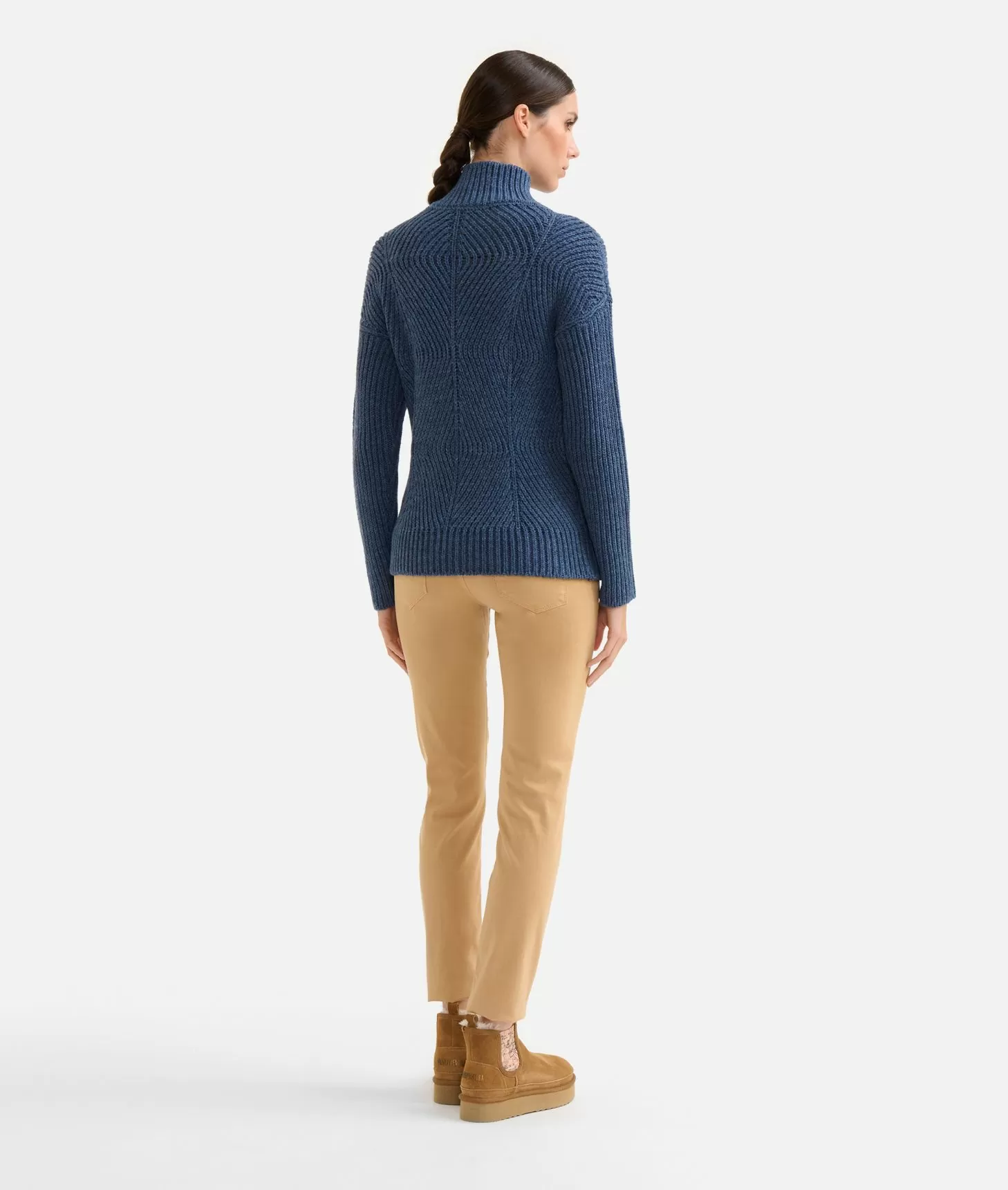 Alviero martini 1a classe Maglia a collo alto in filato misto lana vergine con patch Donnavventura Denim Economico