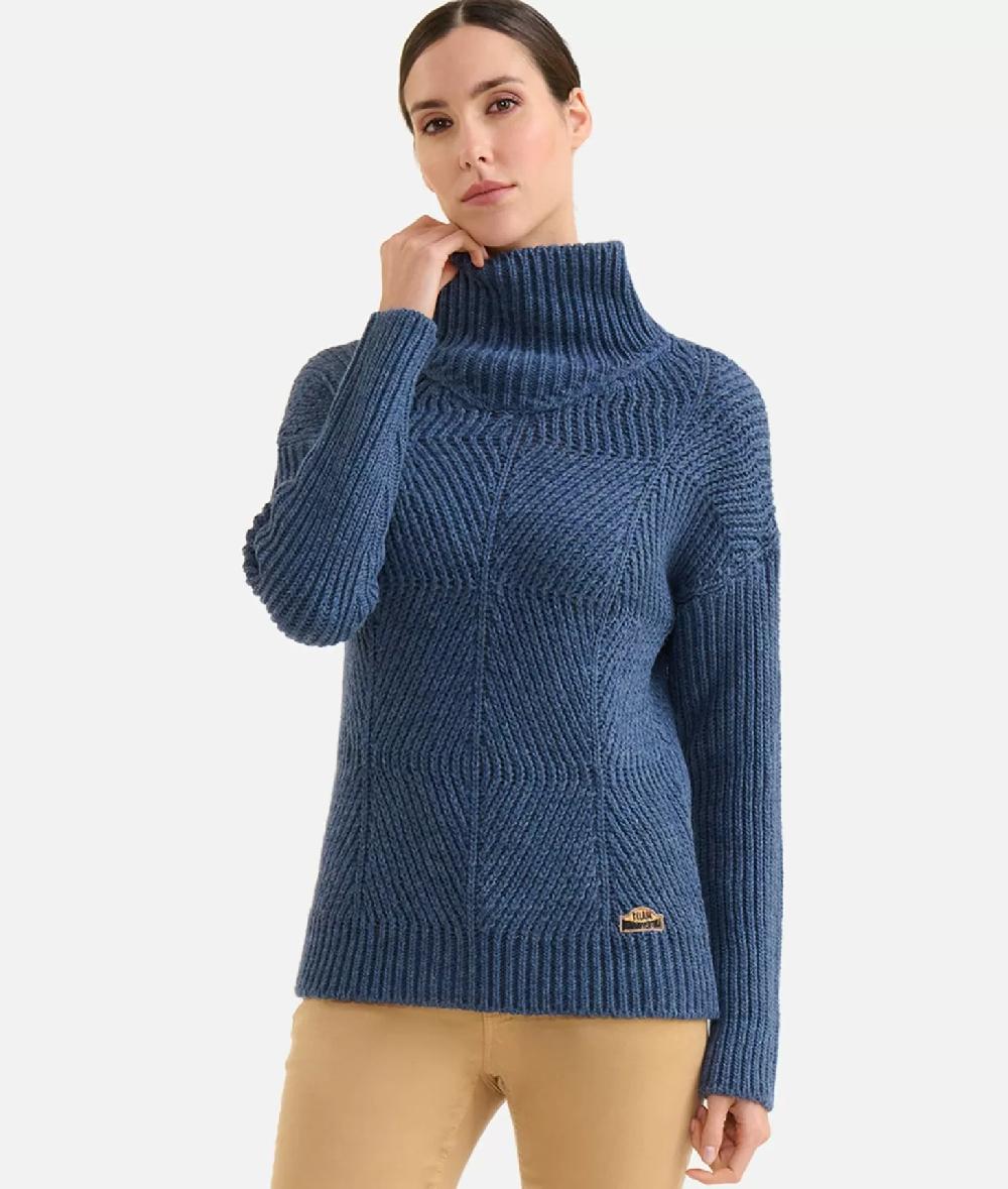 Alviero martini 1a classe Maglia a collo alto in filato misto lana vergine con patch Donnavventura Denim Economico